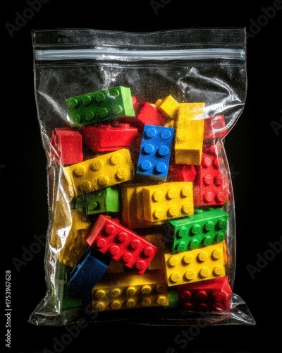 Colorful Building Blocks in Transparent Bag