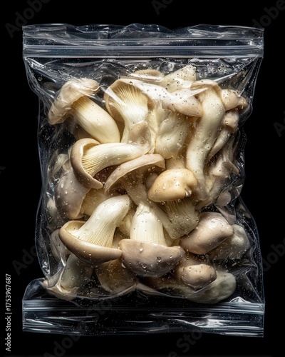 Fresh Mushrooms in Clear Plastic Bag