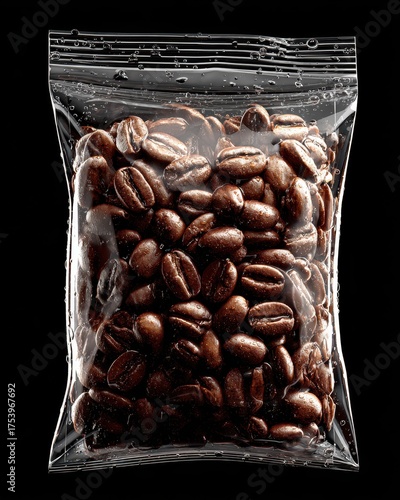 Packaged Coffee Beans in Transparent Bag