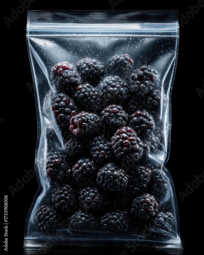 Fresh Blackberries in Transparent Bag