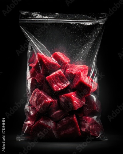 Fresh Cuts of Meat in Plastic Bag