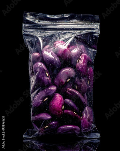 Fresh Purple Vegetables in Sealed Plastic Bag
