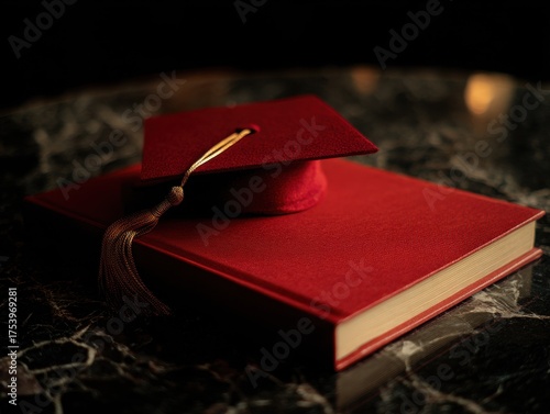 Grad Cap on Book with Elegant Background