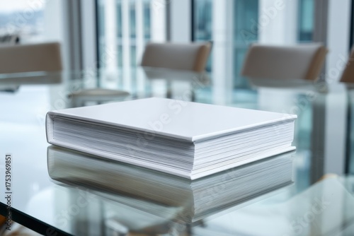 Clean Office Table with Bound Documents