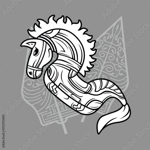 Jaran Kepang Kuda Lumping Traditional Indonesia Javanese Culture Dance Bamboo Horse Equipment Outline  Silhouette