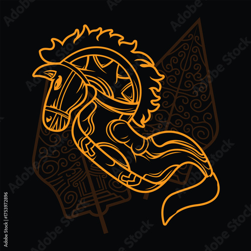 Jaran Kepang Kuda Lumping Traditional Indonesia Javanese Culture Dance Bamboo Horse Equipment Outline  Silhouette