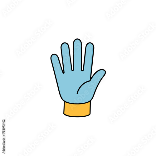 Illustration of a blue gloved hand icon on transparent background
