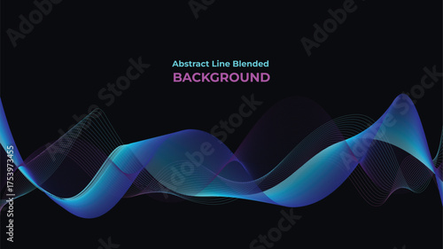 Abstract futuristic blue neon background, line blended background template.