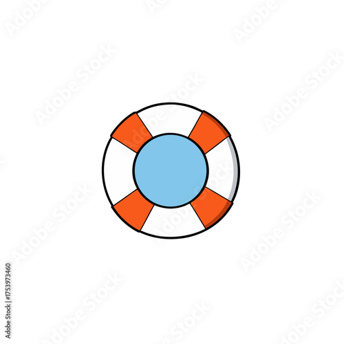 Illustration of a white and orange lifebuoy on transparent background