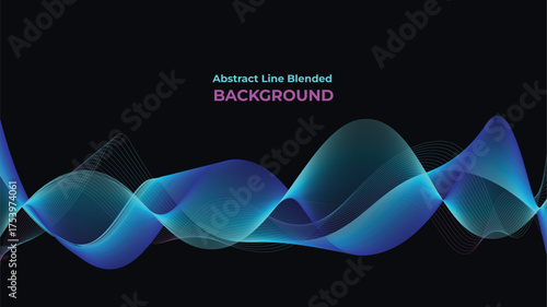 Abstract futuristic blue neon background, line blended background template.