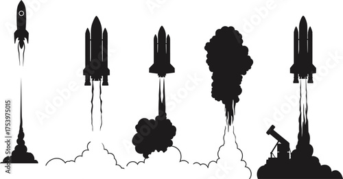 Rocket launch silhouette, space shuttle, exhaust plume, liftoff sequence, space exploration, failure risk, 