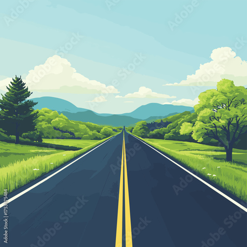 asphalt road , vector style simple color