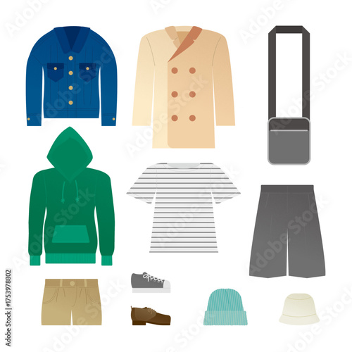 カジュアルなファッションのイラストセット