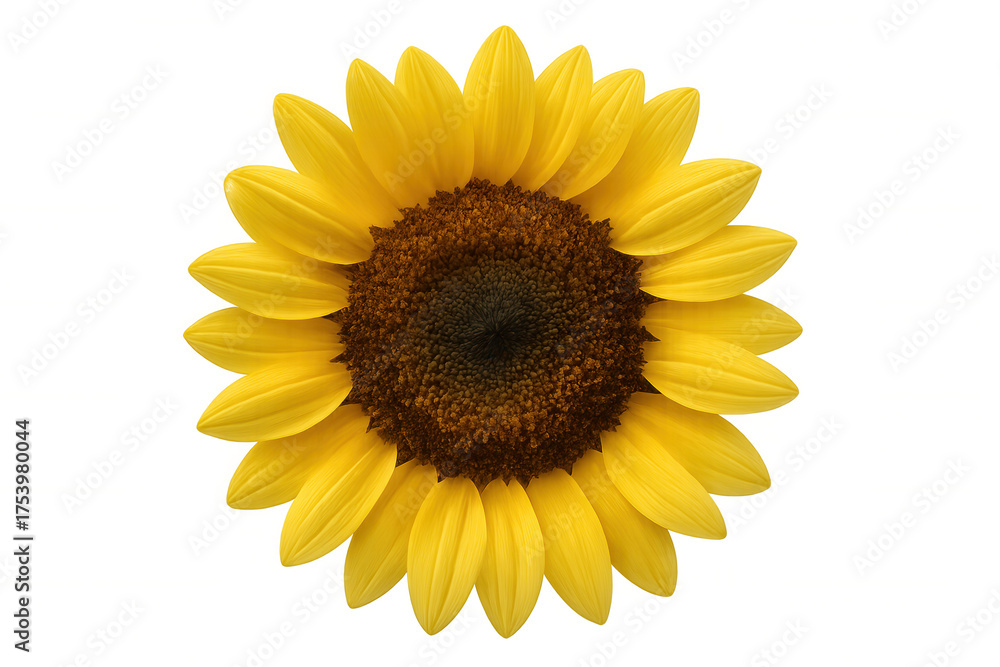 Fototapeta premium Vibrant sunflower head against transparent background, symbolizing summer, nature, and renewable energy concept