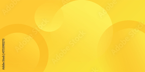 Bright yellow abstract background with soft gradient circular shapes. Modern warm sunshine concept for banner, poster, website, summer design, energy template, cheerful minimalist geometric art. Eps10