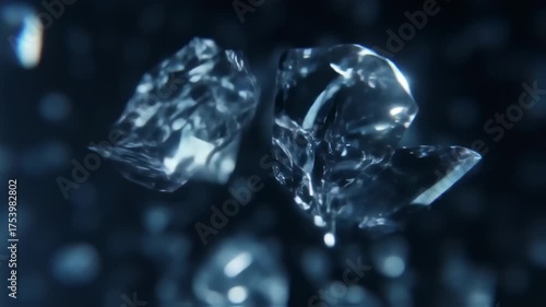 Ice Cubes: Dynamic Motion in Dark Liquid