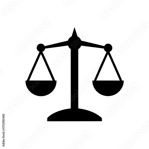 Isolated black scales of justice symbol on transparent background silhouette