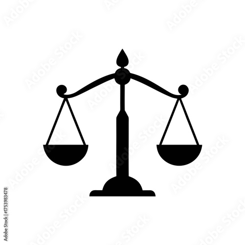 A black scales of justice on white ground on transparent background silhouette