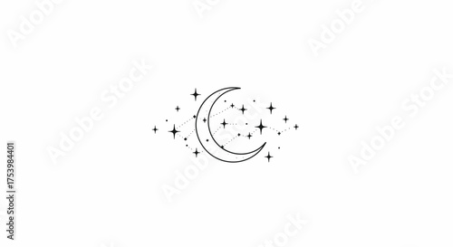 Celestial Moon and Stars Vector Illustration A Dreamy, Minimalist Cosmic Design