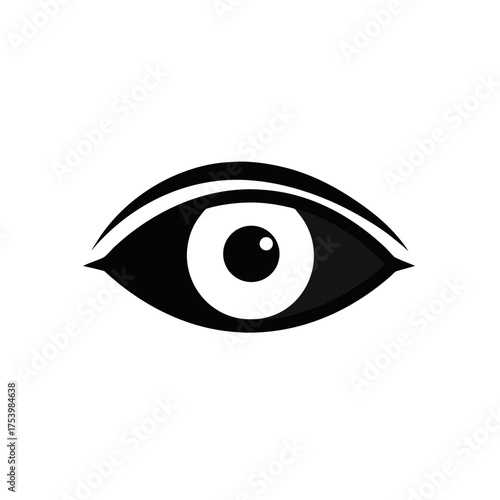 Illustration of a stylized black and white eye on transparent background silhouette