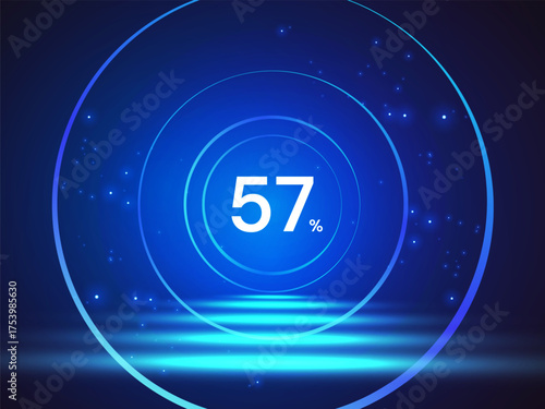 Electric Vehicle battery charging Dashboard Interface with battery percentage in Luminous Circles movement and blue light effect vector design concept. Battery charging dashboard for ui, ev car, web.