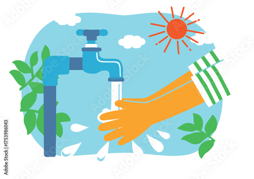 水道で手洗い SDGs6　安全な水とトイレを世界中に