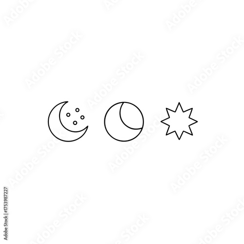 Moons stars night sky celestial bodies art on transparent background silhouette