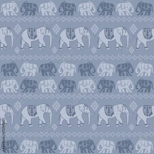 popular elephant pattern in asian style this elephant graphic is fashionable in thailand india and south east asia and this elephant and baby elephant can be for textile industry and any package 