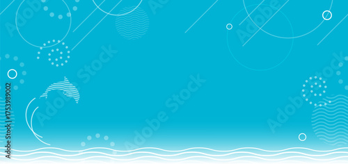Seamless Vector Ocean Background Illustration With A Jumping Dolphin. Horizontally Repeatable.
