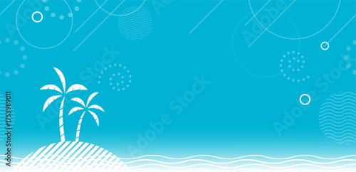 Seamless Vector Ocean Background Illustration With An Island. Horizontally Repeatable.