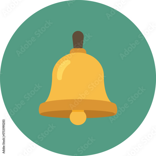 School bell icon flat design for education and classroom alerts