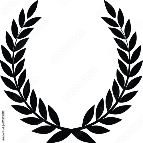A laurel wreath set against a white background, representing honor and accomplishment.