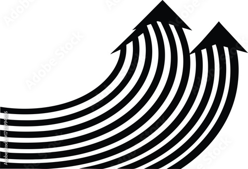 Abstract upward curved arrows vector illustration for growth and progress