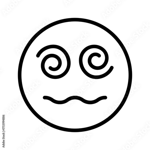 Vector black line icon for Fainted face