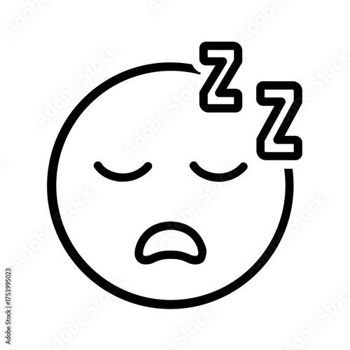 Vector black line icon for Sleeping face