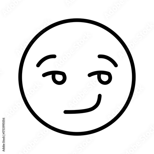 Vector black line icon for Smirking face