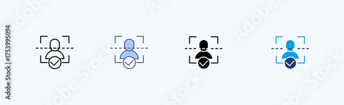 Face Recognition Multiple Icon Illustration Vector