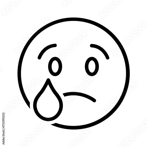 Vector black line icon for Crying face