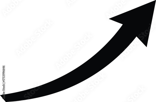 Thick solid black arrow vector illustration for upward trend and growth