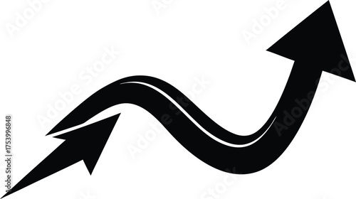 Thick wavy upward arrow illustration vector graphic for growth and progress