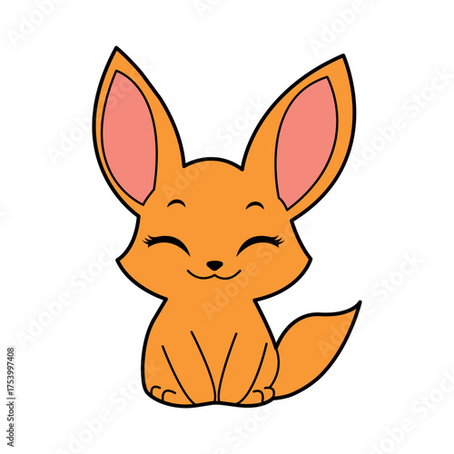 Cute cartoon little fennec fox.