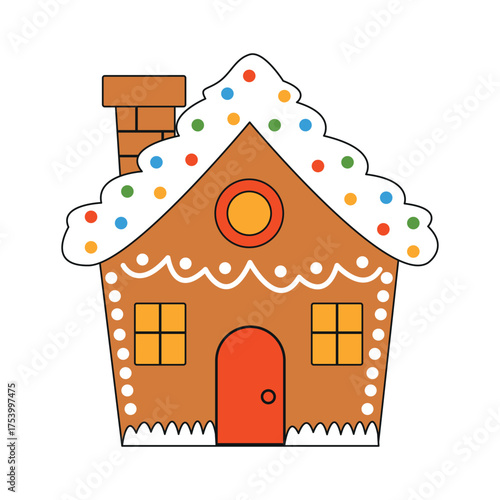 Cute cartoon gingerbread house. Flat style.