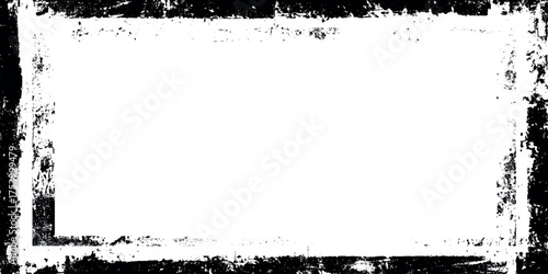 Vector retro border surface texture in black and white vintage distress retro grungy overly stroke.