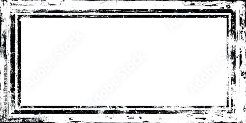 Vector retro border surface texture in black and white vintage distress retro grungy overly stroke.