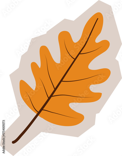 Summer Leaf Icon in Scrapbook, Doodle, Paper Cutout Style