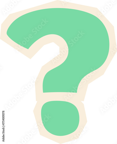 Question Mark Icon in Scrapbook, Doodle, Paper Cutout Style