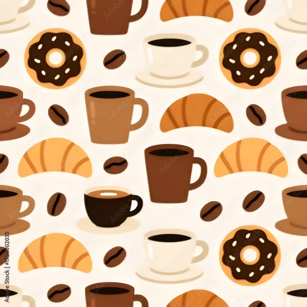 Obraz premium Coffee and Pastry Pattern