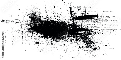 Black grunge grain scratched texture with black and white rough vintage distress surface.
