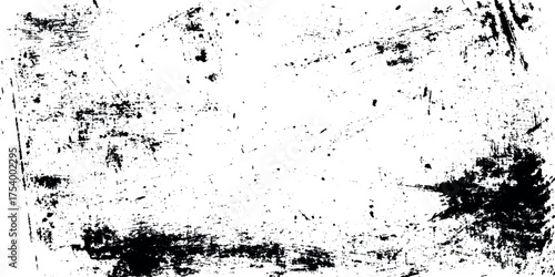 Black grunge grain scratched texture with black and white rough vintage distress surface.