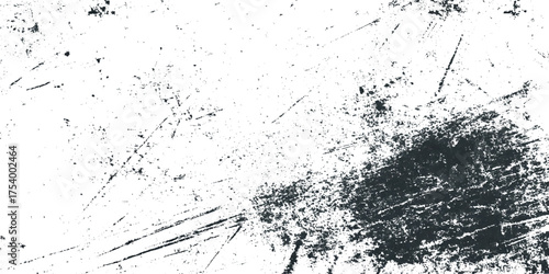 Black grunge grain scratched texture with black and white rough vintage distress surface.